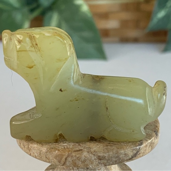 Handmade Other - Vintage Chinese Zodiac Jade DOG Pendant Bead Hand Carved Miniature Pet Animal 2"